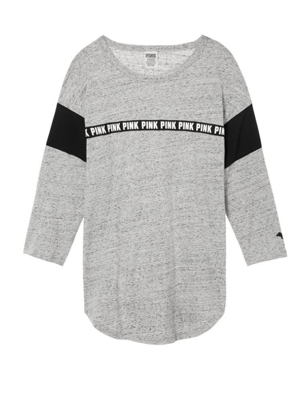 PINK Victoria's Secret Heather Gray 3/4 Sleeve Shirt with Black Accents